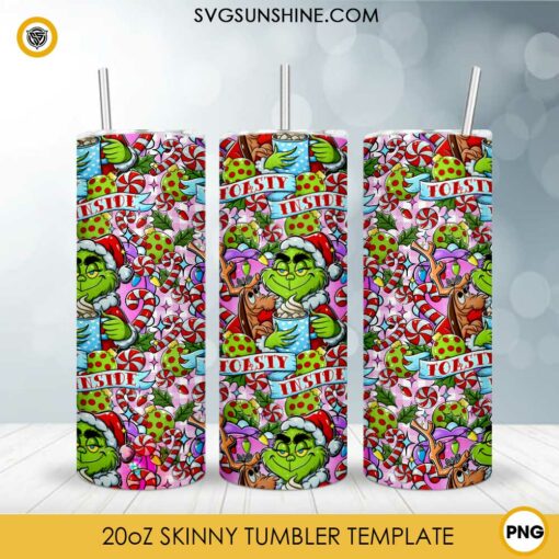 Christmas Grinch Toasty Inside 20oz Skinny Tumbler Template PNG