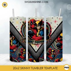 Deadpool Wolverine Best Friends Skinny Tumbler Design