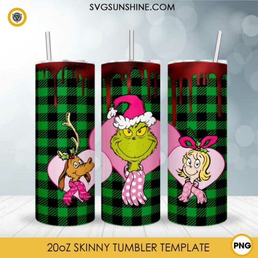 Grinch Cindy Lou Who And Max Dog Christmas Tumbler Wrap PNG