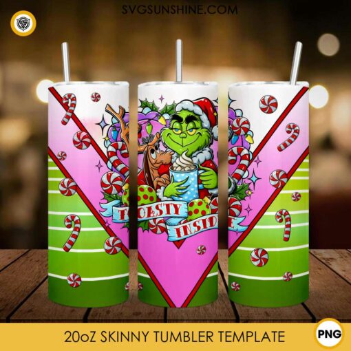 Grinch Toasty Inside Skinny Tumbler Design, Grinch Christmas Tumbler Wrap PNG