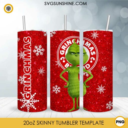 Grinchmas Tumbler Wrap PNG, Grinch Tumbler Christmas Template PNG