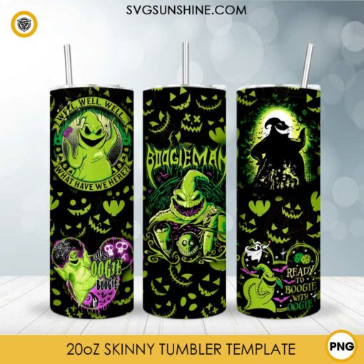 Boogie Man 20oz Skinny Tumbler Template PNG, Oogie Boogie Tumbler Wrap PNG