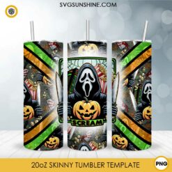 Scream Ghostface Pumpkin Halloween Skinny Tumbler Design PNG