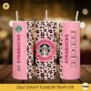 Starbucks Coffee Pink Leopard Tumbler Wrap PNG