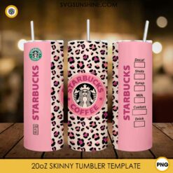 Starbucks Coffee Pink Leopard Tumbler Wrap PNG