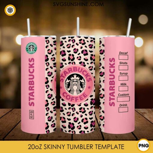 Starbucks Coffee Pink Leopard Tumbler Wrap PNG