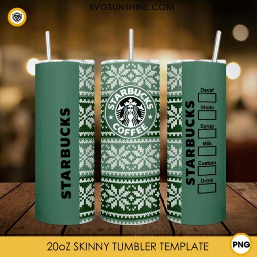 Starbucks Coffee Ugly Christmas Sweater Tumbler Wrap PNG