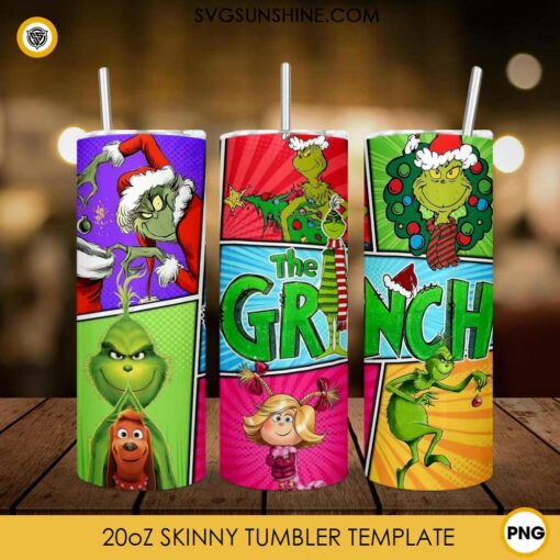 The Grinch Tumbler Wrap PNG Design