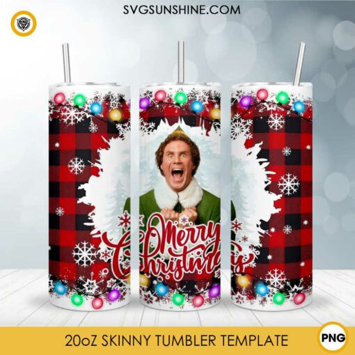 Buddy the Elf Skinny Tumbler Design, Merry Christmas Tumbler Wrap PNG