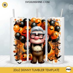 Carl Fredricksen Pumpkin Halloween 20oz Tumbler Wrap PNG File