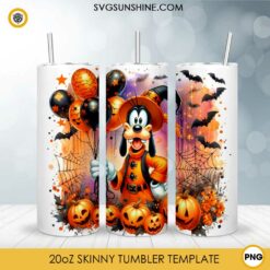 Disney Goofy Witch Halloween 20oz Tumbler Wrap PNG File, Goofy Halloween Skinny Tumbler Design