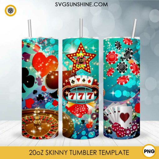 Casino 20oz Skinny Tumbler Template PNG