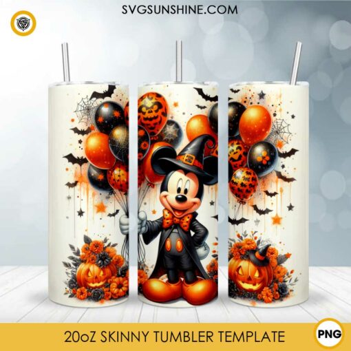 Mickey Mouse Pumpkin Halloween 20oz Tumbler Wrap PNG File, Disney Mickey Mouse Cartoon Skinny Tumbler Design