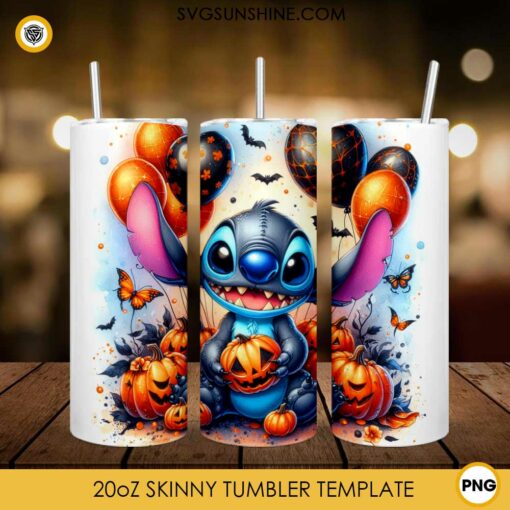 Stitch Halloween Pumpkin 20oz Tumbler Wrap PNG File