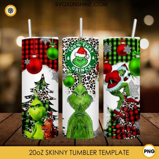 Christmas 100% That Grinch Tumbler Wrap PNG Design