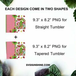 Berry Sweet Christmas Tumbler Wrap PNG, Christmas Strawberry Shortcake Cartoon Skinny Tumbler Design