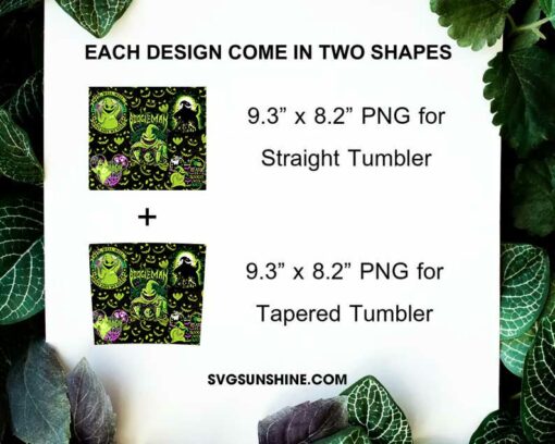 Boogie Man 20oz Skinny Tumbler Template PNG, Oogie Boogie Tumbler Wrap PNG