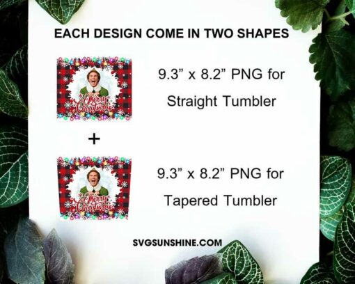 Buddy the Elf Skinny Tumbler Design, Merry Christmas Tumbler Wrap PNG