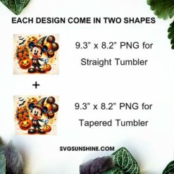 Mickey Mouse Witch Pumpkin 20oz Tumbler Wrap PNG File, Disney Mickey Cartoon Halloween Skinny Tumbler Design