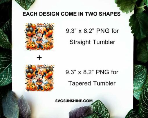 Minnie Mouse Pumpkin Halloween 20oz Tumbler Wrap PNG File, Disney Halloween Skinny Tumbler Design