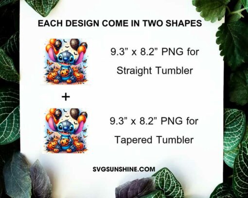 Stitch Pumpkin Halloween 20oz Tumbler Wrap PNG File, Disney Lilo & Stitch Skinny Tumbler Design