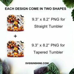 Winnie The Pooh Witch Hat Halloween 20oz Tumbler Wrap PNG File, Disney Pooh Haloween Day Skinny Tumbler Design