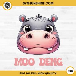 Cute Moo Deng Face PNG, Hippo Moo Deng PNG File