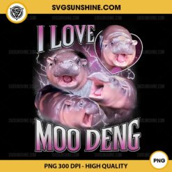 I Love Moo Deng PNG, Baby Pygmy Hippo Moo Deng PNG