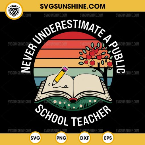 Retro Never Underestimate A Public School Teacher SVG PNG