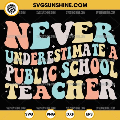 Never Underestimate a Public School Teacher SVG PNG