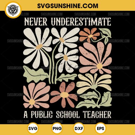 Vintage Never Underestimate a Public School Teacher SVG, Tim Walz SVG