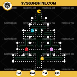 Pacman Christmas Tree SVG, Christmas Pacman SVG