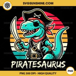 Piratesaurus PNG, Retro Dinosaur TRex Pirate PNG File