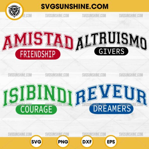 RCA Houses SVG Bundle, Isibindi Courage SVG, Reveur Dreamers SVG, Amistad Friendship SVG, Altruismo Givers SVG