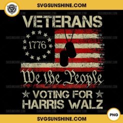 Veterans Voting For Harris Walz 2024 PNG, Retro America Flag Veterans Harris Walz PNG