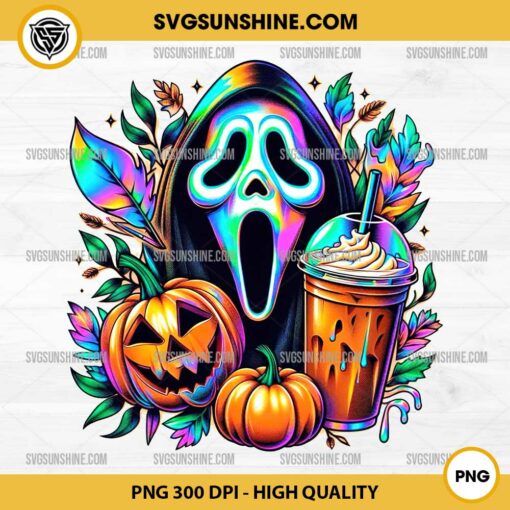 Scream Ghostface Pumpkin Spice Latte PNG, Ghostface Horror Fall PNG, Ghostface Scream PNG