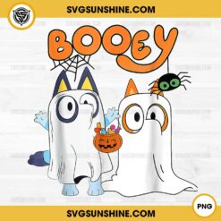 Bluey Booey Ghost Halloween PNG, Bluey Bingo Halloween PNG, Boo Ghost Bluey PNG