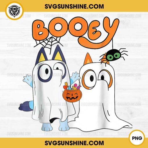 Bluey Booey Ghost Halloween PNG, Bluey Bingo Halloween PNG, Boo Ghost Bluey PNG