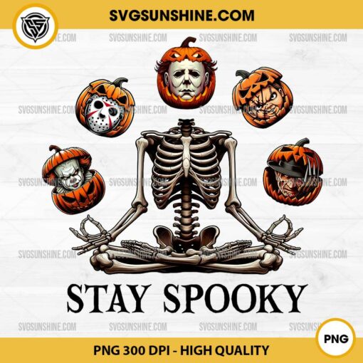 Stay Spooky Skeleton PNG, Pumpkin Horror Movie Characters PNG, Halloween PNG