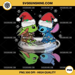 Baby Yoda and Stitch Christmas PNG, Stitch and Baby Yoda Santa Hat Christmas PNG