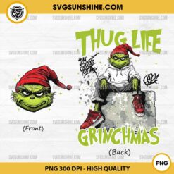 Thug Life Grinch PNG File, Grinchmas PNG, Grinch Head PNG, Christmas Thug Life PNG Bundle