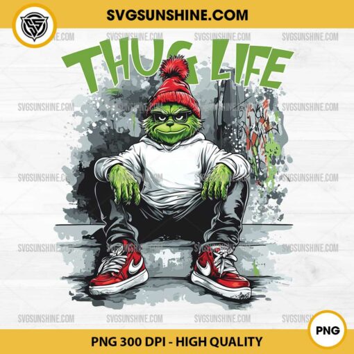 Grinch Thug Life PNG, Christmas Thug Life PNG, Trendy Christmas 2024 PNG