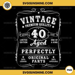 Vintage 40th Birthday PNG, 40 Birthday PNG, Happy Birthday 40 PNG