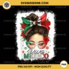 Viva Mexico Girl Independence Day PNG, Mexican Messy Bun PNG, Girl Bandana Mexican Flag PNG