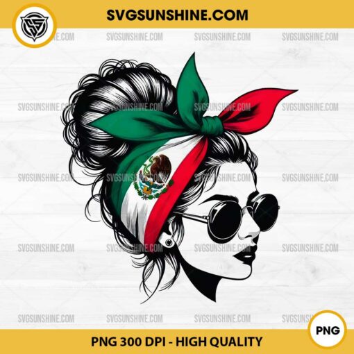 Mexican Messy Bun PNG, Mexican Lady PNG, Messy Bun Mexican Flag PNG Clipart