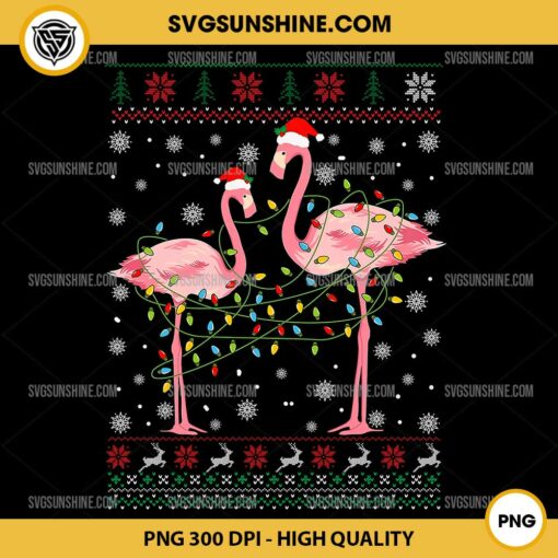 A Couple Of Flamingo Christmas PNG