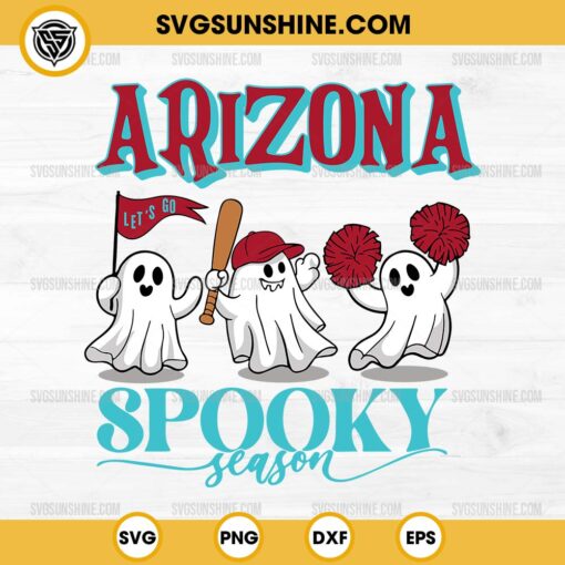 Arizona Diamondbacks Baseball Spooky Season SVG, Let's Go Arizona Diamondbacks Ghost Halloween SVG