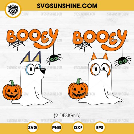 Bundle Booey SVG, Bluey and Bingo Halloween SVG, Bluey Ghost Halloween SVG, Bingo Pumpkin Halloween SVG