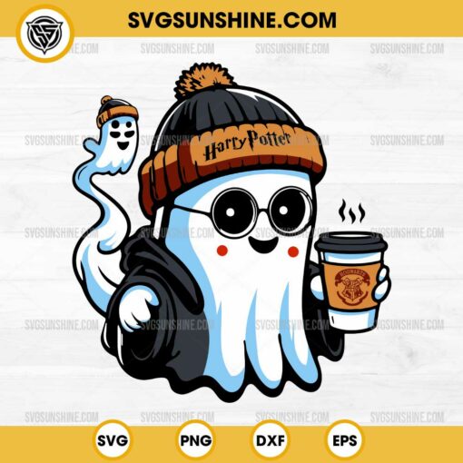 Boo Ghost Harry Potter Halloween SVG, Harry Potter Hogwarts Coffee Halloween SVG