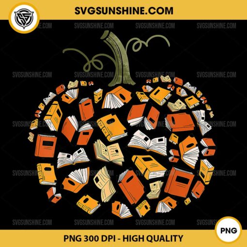 Book Pumpkin PNG, Autumn Fall Book Lover Halloween PNG